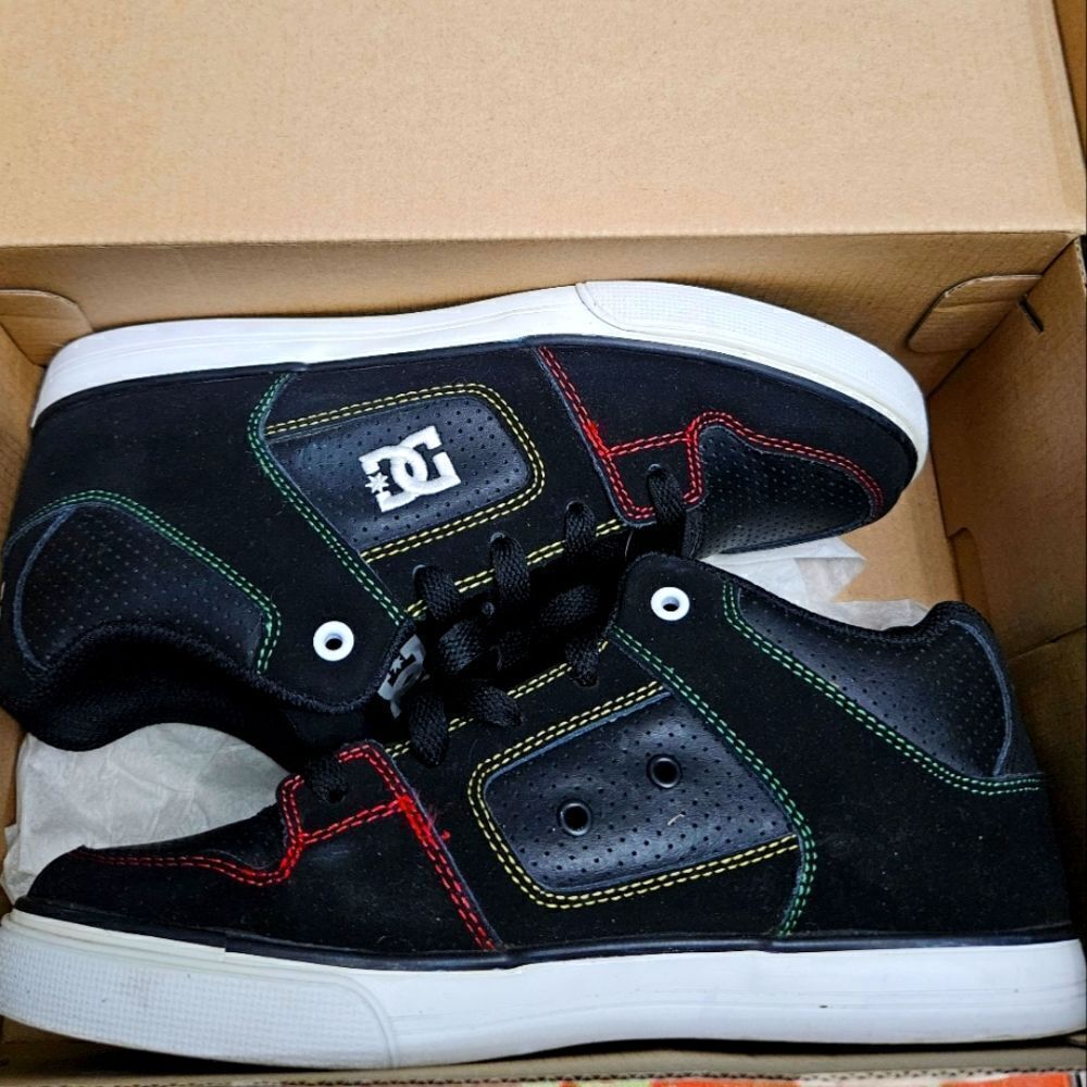 DC RADAR RASTA STITCH MID YOUTH 5.5 USA SNEAKER SKATE SHOE rare - Picture 3 of 12